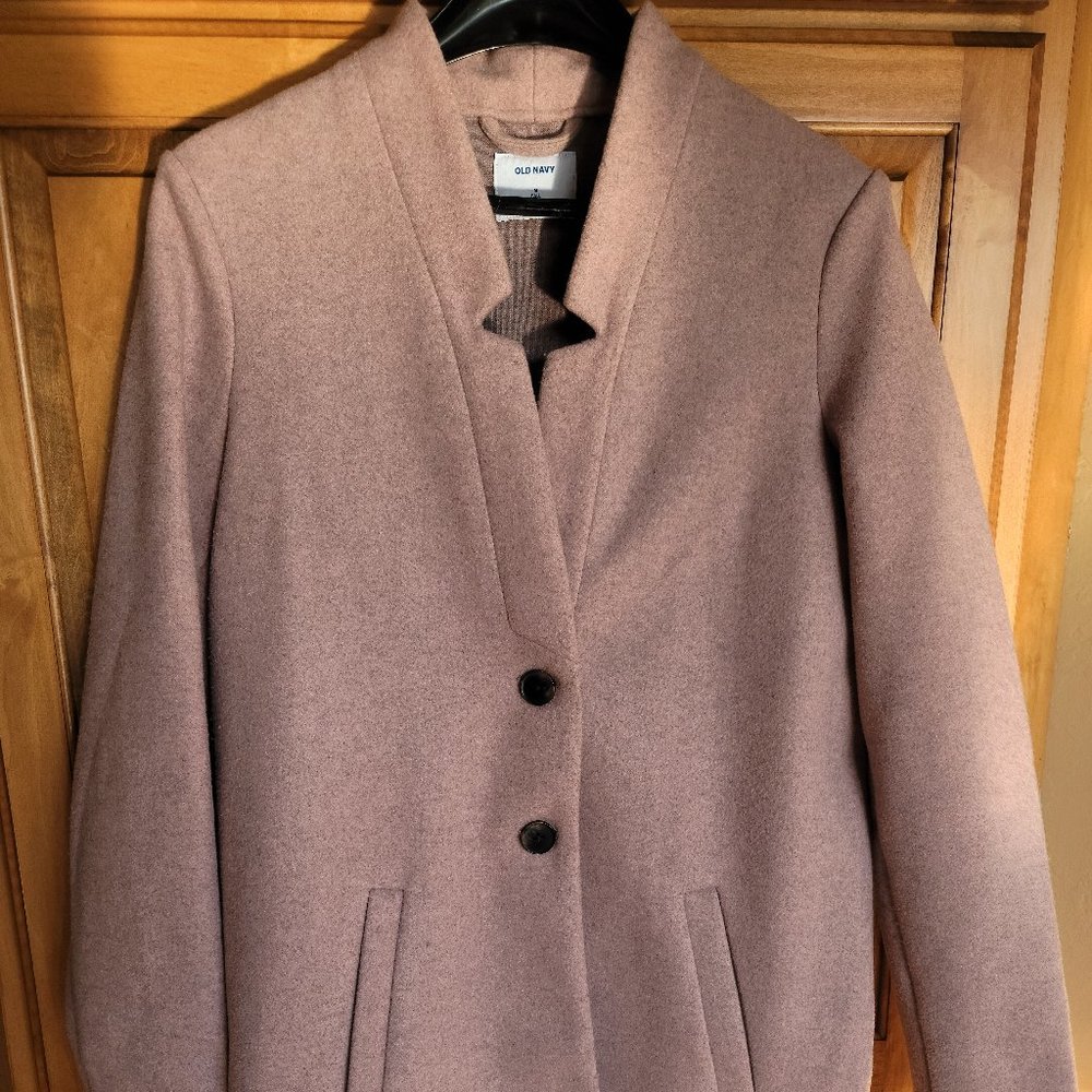 Single-breast pea coat car coat pink, women's tall medium